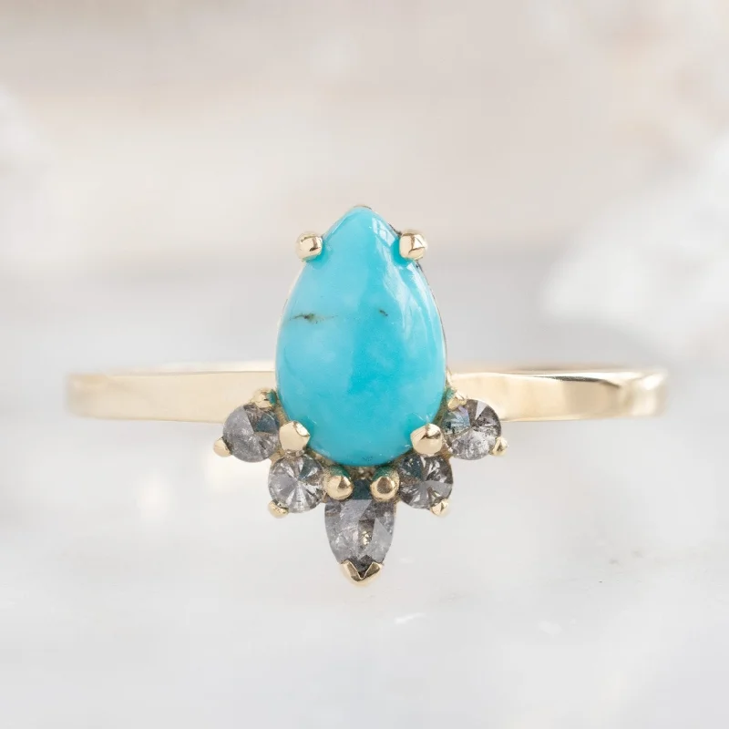 The Aster Ring | 0.85ct Pear Turquoise in 14K Yellow Gold