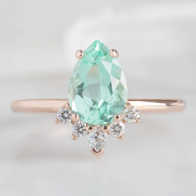 The Aster Ring | 1.15ct Pear Cut Emerald in 14K Rose Gold