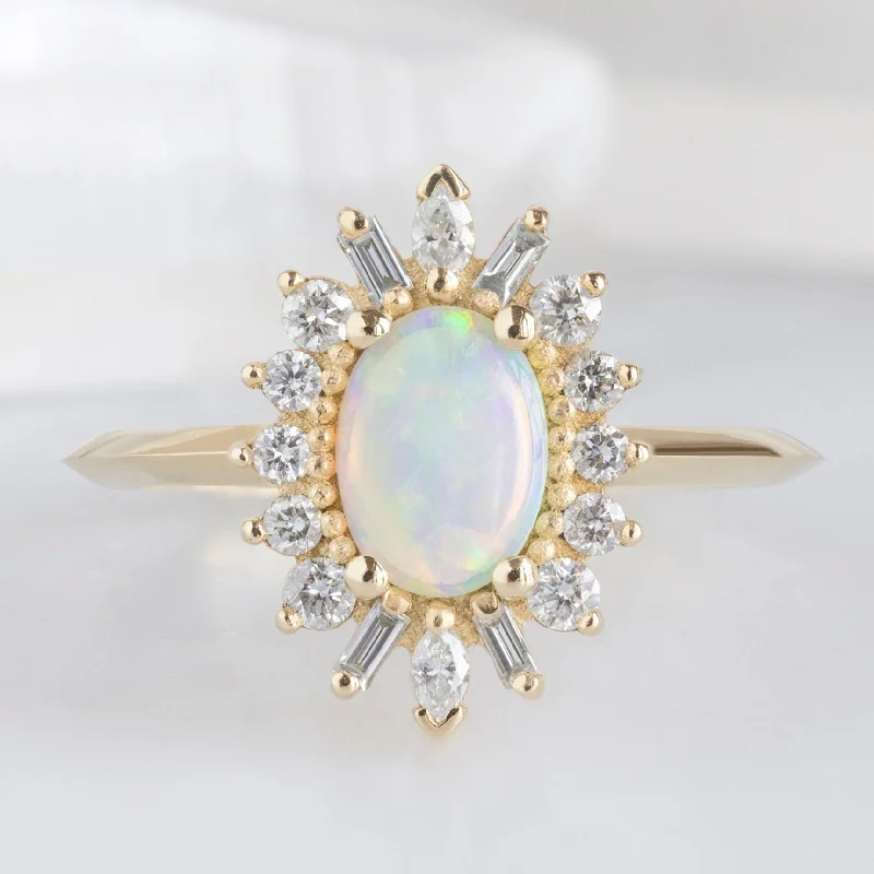 The Camellia Ring | 0.38ct Oval Australian Opal in 14K Yellow Gold