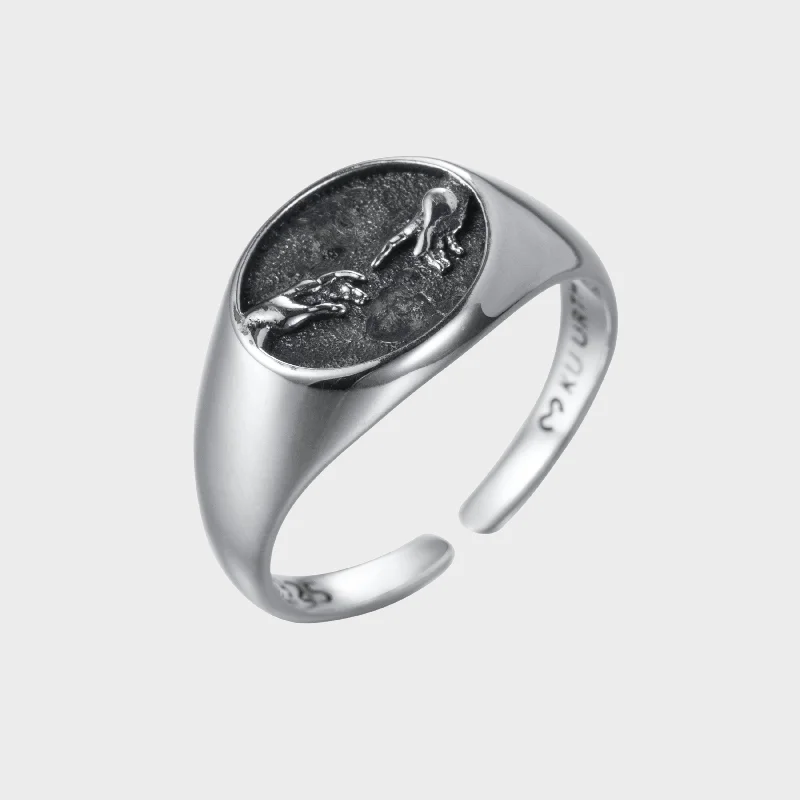 gemstone stacking rings colorful The creation of Adam - Seal Ring
