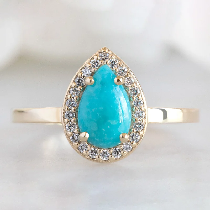 The Dahlia Ring | 0.92ct Sleeping Beauty Turquoise in 14K Yellow Gold