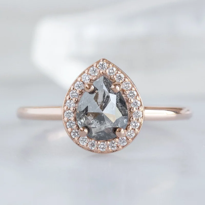 The Dahlia Ring | 0.96ct Pear Salt and Pepper Diamond in 14K Rose Gold