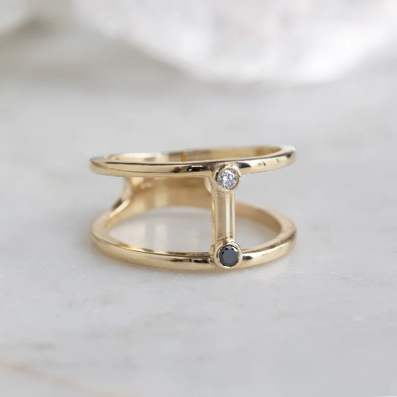 handcrafted beaded bracelet boho The Duality Diamond Cage Ring | 10K Yellow Gold