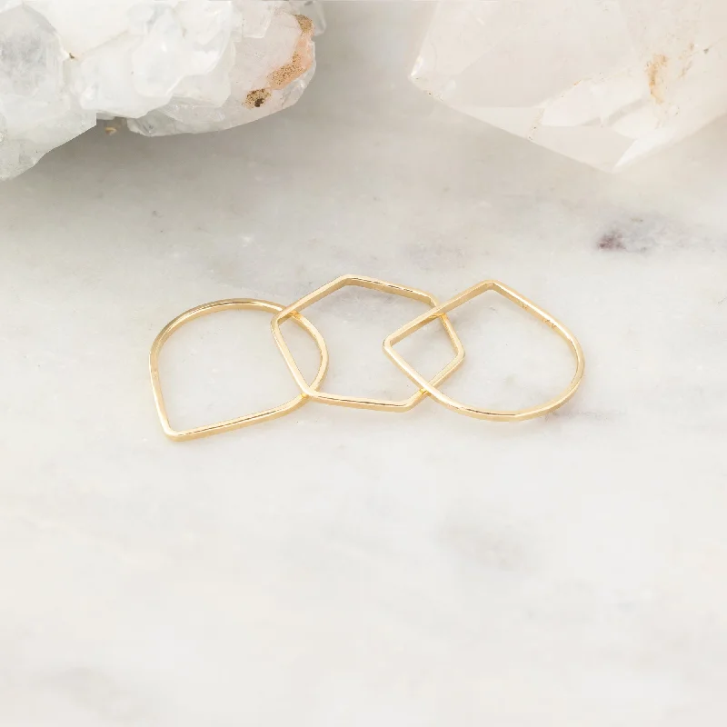 crystal drop earrings elegant The Geometric Stacking Ring Set | 14K Yellow Gold