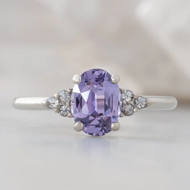 The Ivy Ring | 1.29ct Oval Cut Violet Sapphire in 14K White Gold