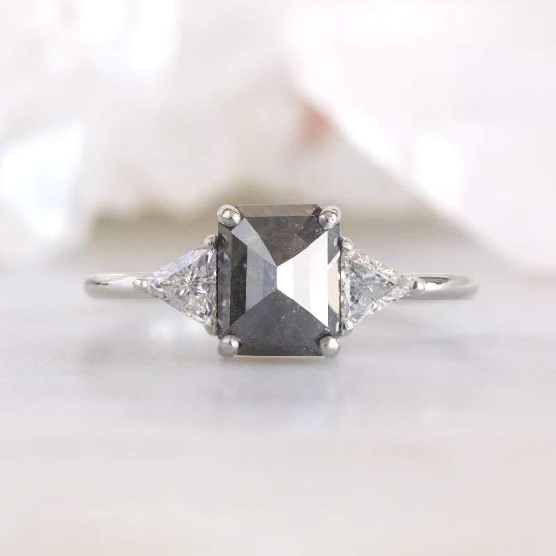 The Jade Ring | 1.35ct Emerald Cut Black Diamond in 14K White Gold