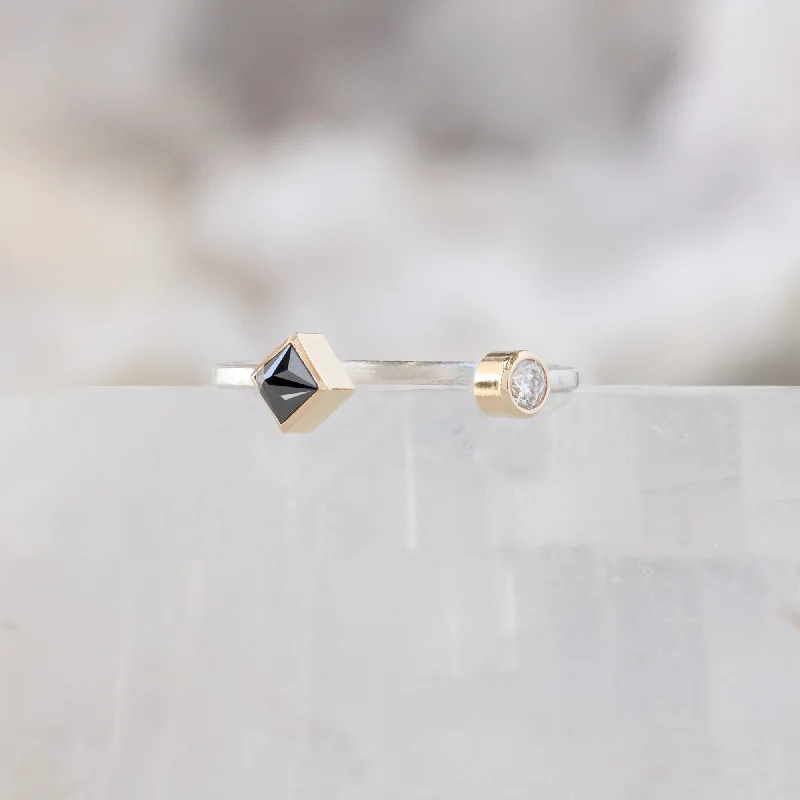 rose gold anklet chain The Open Cuff Black + White Diamond Ring | Sterling Silver