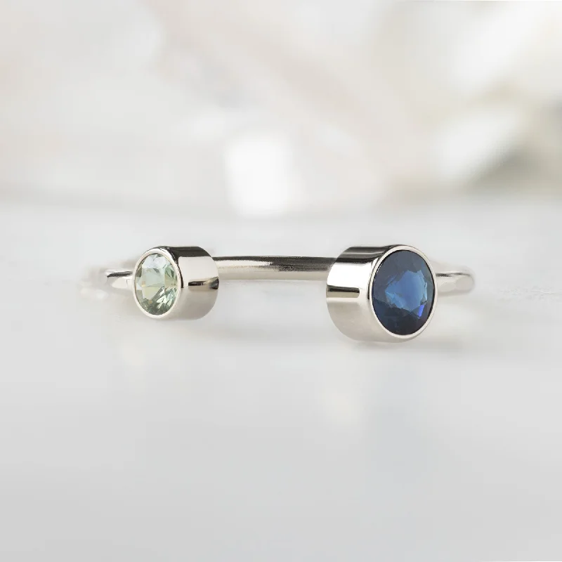 minimalist infinity ring The Open Cuff Blue + Green Sapphire Ring | Sterling Silver
