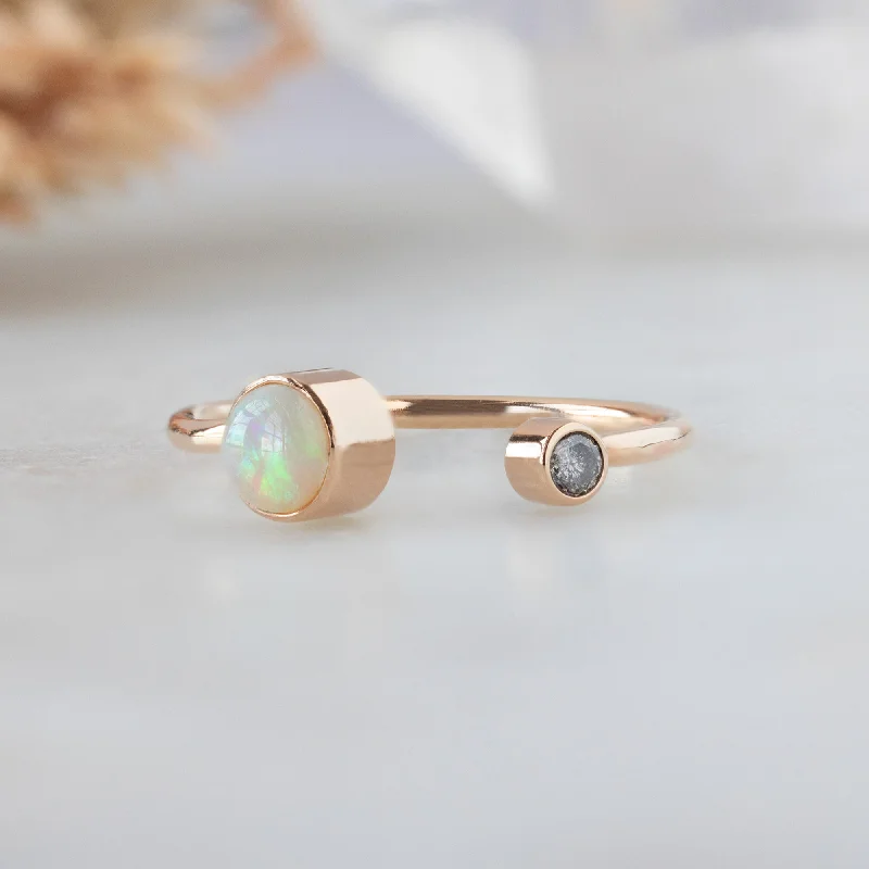 gold engagement ring vintage The Open Cuff Opal + Diamond Ring | 14K Rose Gold