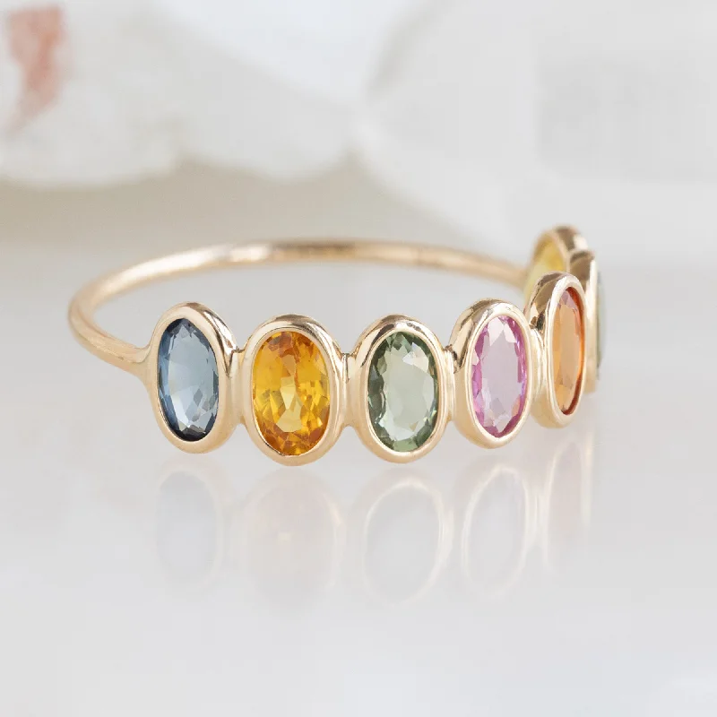 black diamond stud earrings The Rainbow Gemstone Eternity Ring | 14K Yellow Gold