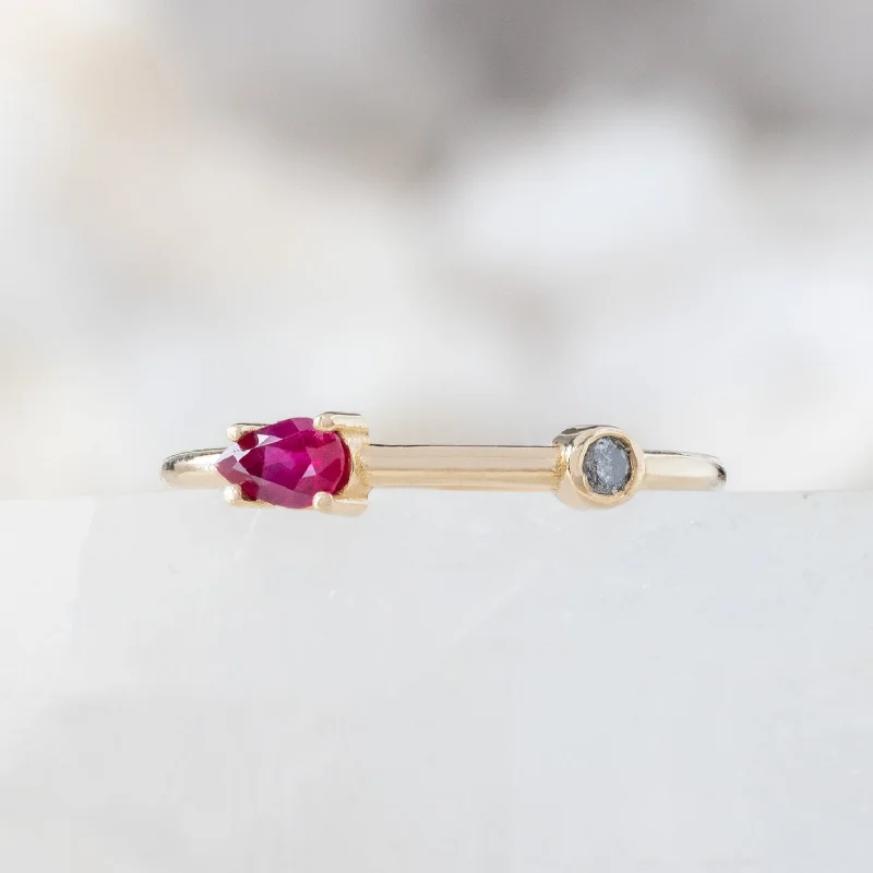 cubic zirconia tennis necklace The Ruby + Diamond Horizon Ring | 10K Yellow Gold