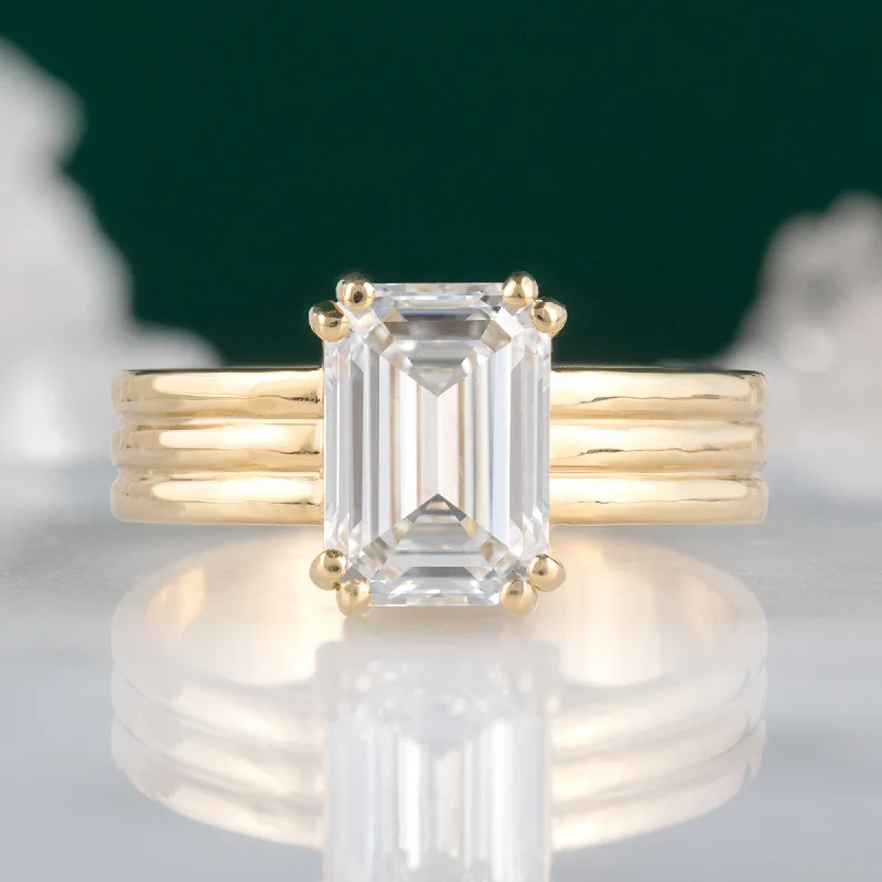 The Stratum Ring | 1.93ct Lab Grown Emerald White Diamond in 18K Yellow Gold