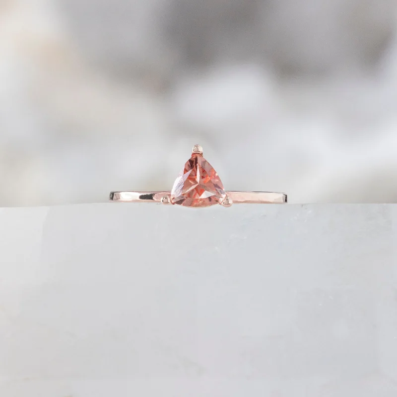 handcrafted gemstone ring women The Sunstone Trillion Stacking Ring | 14K Rose Gold handcrafted gemstone ring women The Sunstone Trillion Stacking Ring | 14K Rose Gold