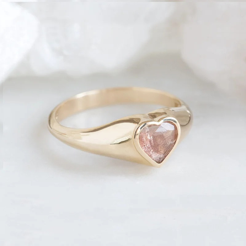 rose quartz bracelet healing The Sweetheart Sunstone Signet Ring | 10K Yellow Gold