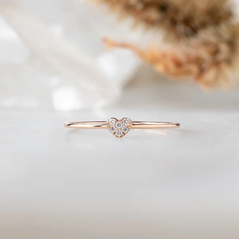 minimalist gold bracelet thin The Sweetheart White Diamond Pavé Ring | 14K Rose Gold minimalist gold bracelet thin The Sweetheart White Diamond Pavé Ring | 14K Rose Gold