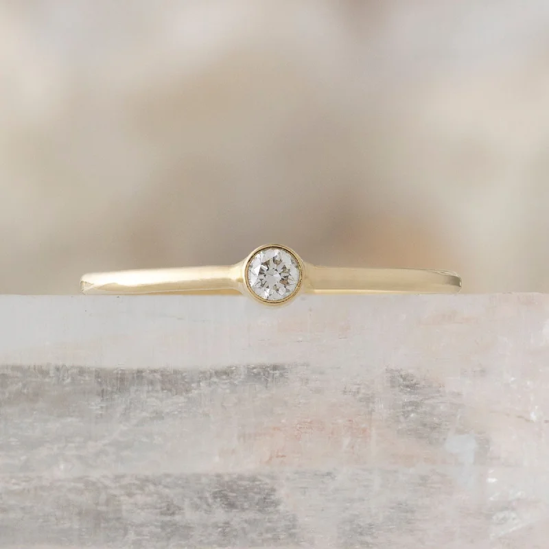 natural garnet gemstone ring The Teensy Custom White Diamond Stacking Ring | 14K Yellow Gold