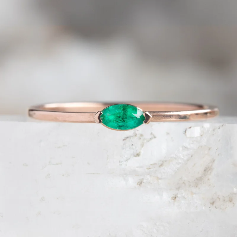 colorful gemstone engagement ring The Teensy Emerald Ring | 14K Rose Gold