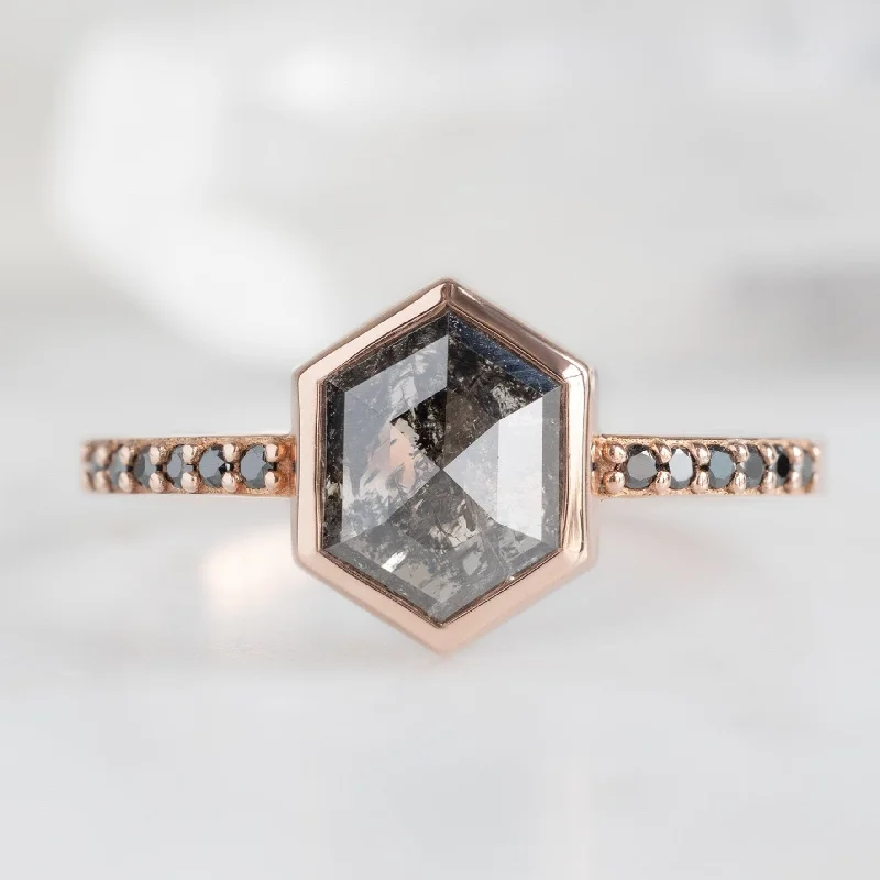 The Willow Ring | 1.19ct Hexagon Black Diamond in 14K Rose Gold