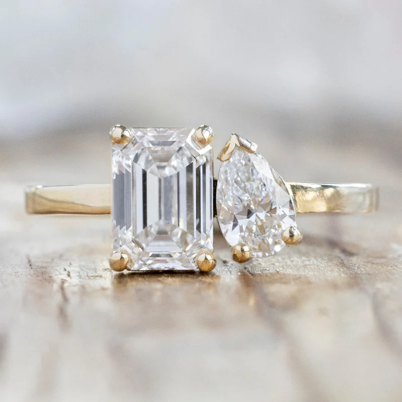 The You & Me Ring | 1.25ct Emerald Cut Lab Grown Diamond in 14K Yellow Gold