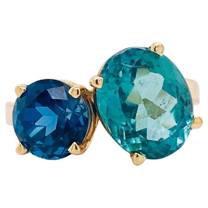 classic diamond solitaire necklace Toi Et Moi Blue Zircon & Tourmaline Ring