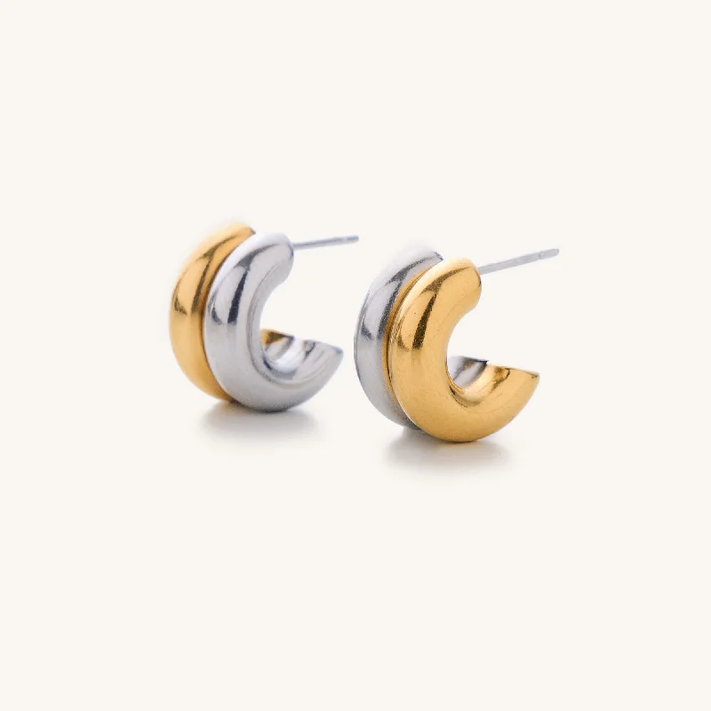 unique silver branch ring Two Toned Tube Hoops