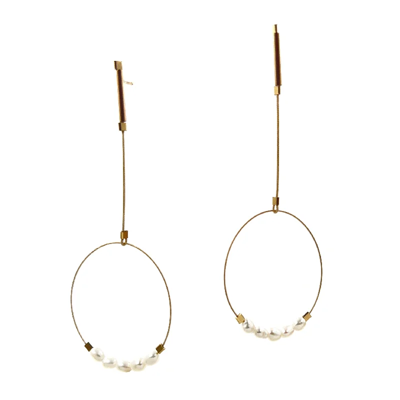 handmade braided anklet Uni Post Earrings, Pearl
