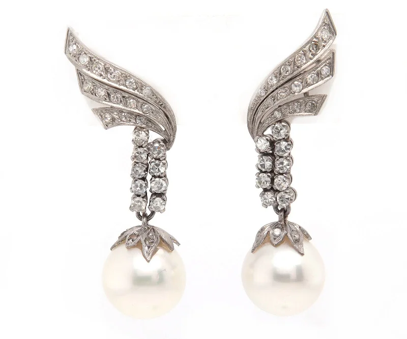 adjustable infinity charm bracelet Vintage 0.80ctw Single Cut Diamond and South Sea Pearl Dangle Earrings Platinum