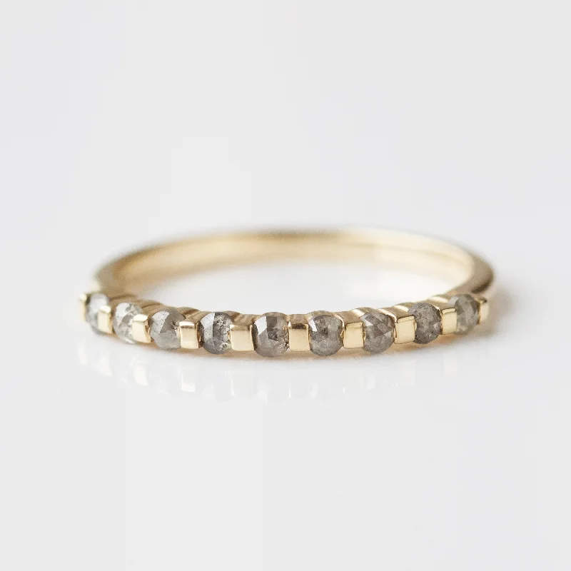 hammered gold stacking rings Salt & Pepper Diamond Half Eternity Band