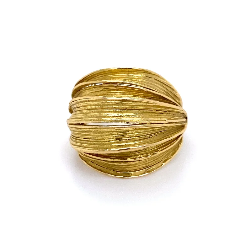 rose gold bezel ring Vintage Grass Leaf Dome Ring