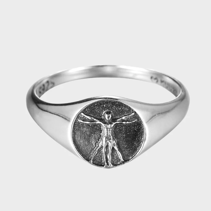 minimalist threader earrings gold Vitruvian Man - Ring