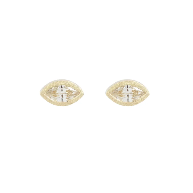 solid gold disc charm bracelet White Diamond Marquise Studs