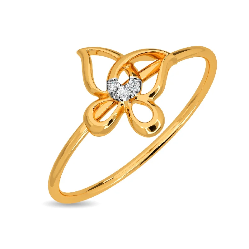 silver wave ring dainty Wrap Butterfly Ring