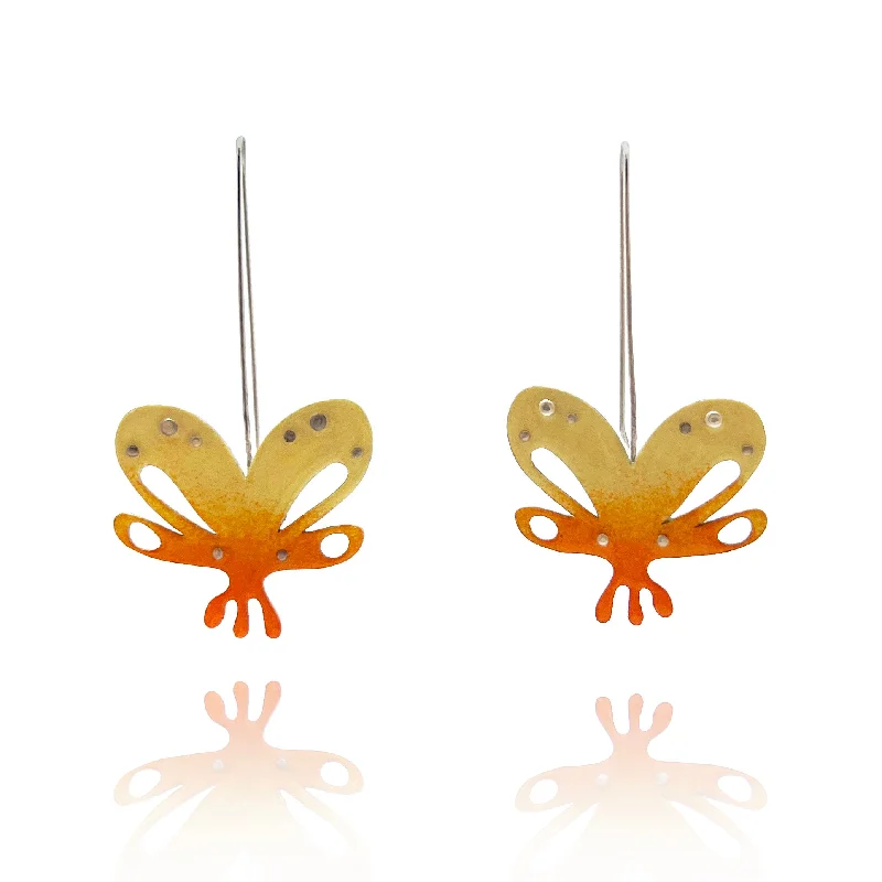 moissanite engagement ring affordable Yellow and Orange Butterfly Earrings