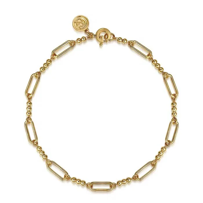 vintage-inspired gold locket Gabriel & Co. Bujukan Beads and Link Chain Bracelet in 14K Yellow Gold vintage-inspired gold locket Gabriel & Co. Bujukan Beads and Link Chain Bracelet in 14K Yellow Gold