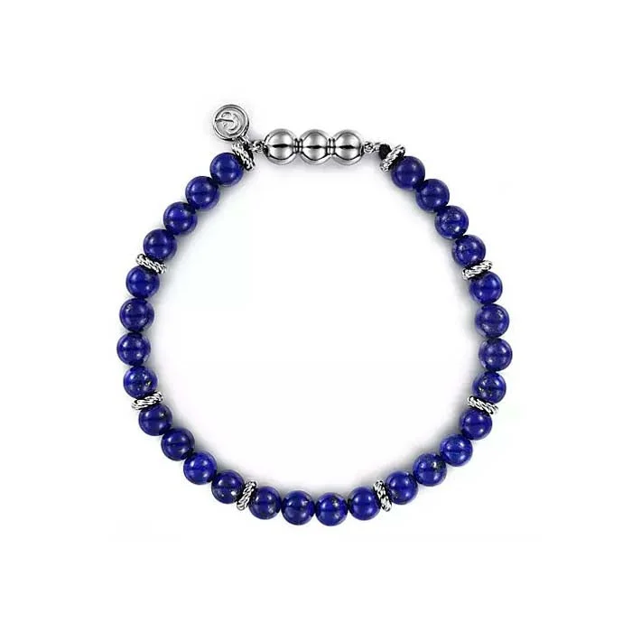 leather cuff bracelet men Gabriel & Co. Lapis Lazuli Bujukan Beaded Bracelet in Sterling Silver leather cuff bracelet men Gabriel & Co. Lapis Lazuli Bujukan Beaded Bracelet in Sterling Silver