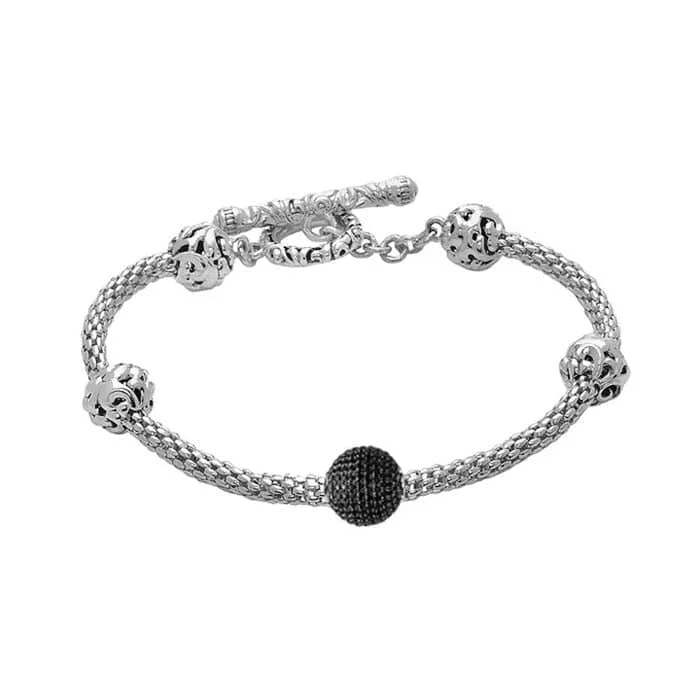 handcrafted raw crystal pendant Charles Krypell Black Sapphire 5 Bead Mesh Bracelet in Sterling Silver handcrafted raw crystal pendant Charles Krypell Black Sapphire 5 Bead Mesh Bracelet in Sterling Silver