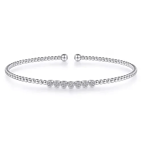 personalized couple rings 14K White Gold Bujukan Bead and Cluster Diamond Bangle