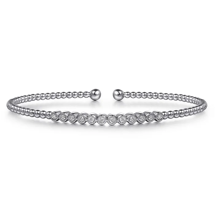 silver feather charm necklace 14K White Gold Bujukan Bead Diamond Bangle