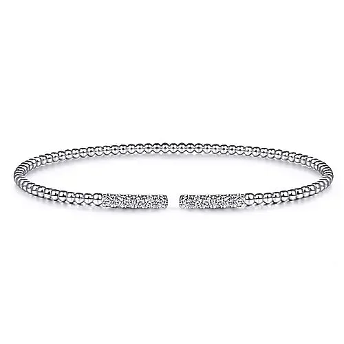 unique wooden bead necklace 14K White Gold Bujukan Diamond Bars Bangle