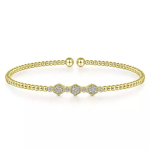 gold wedding band for men 14K Yellow Gold Bujukan Bead Cuff Bracelet with Cluster Diamond Hexagon Stations gold wedding band for men 14K Yellow Gold Bujukan Bead Cuff Bracelet with Cluster Diamond Hexagon Stations