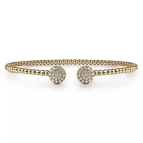 vintage flower brooch pin 14K Yellow Gold Bujukan Cluster Diamonds Split Bangle