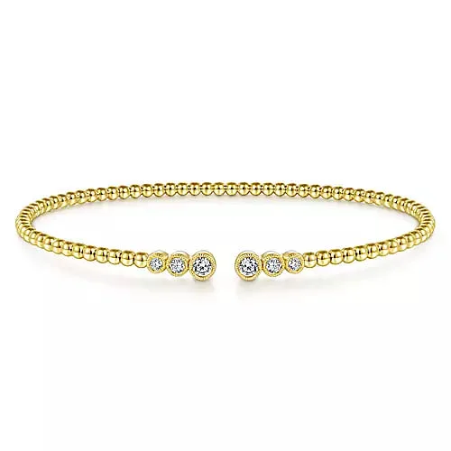 handmade gemstone anklet boho 14K Yellow Gold Bujukan Diamonds Split Bangle