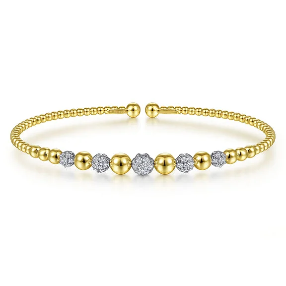 birthstone necklace for mom 14K Yellow-White Gold Bujukan Diamond Stations Bangle