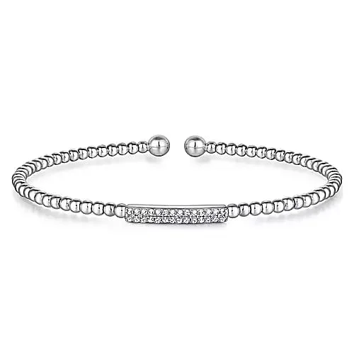 diamond wedding band for women 14KW Bujukan Bead Bangle with Diamonds