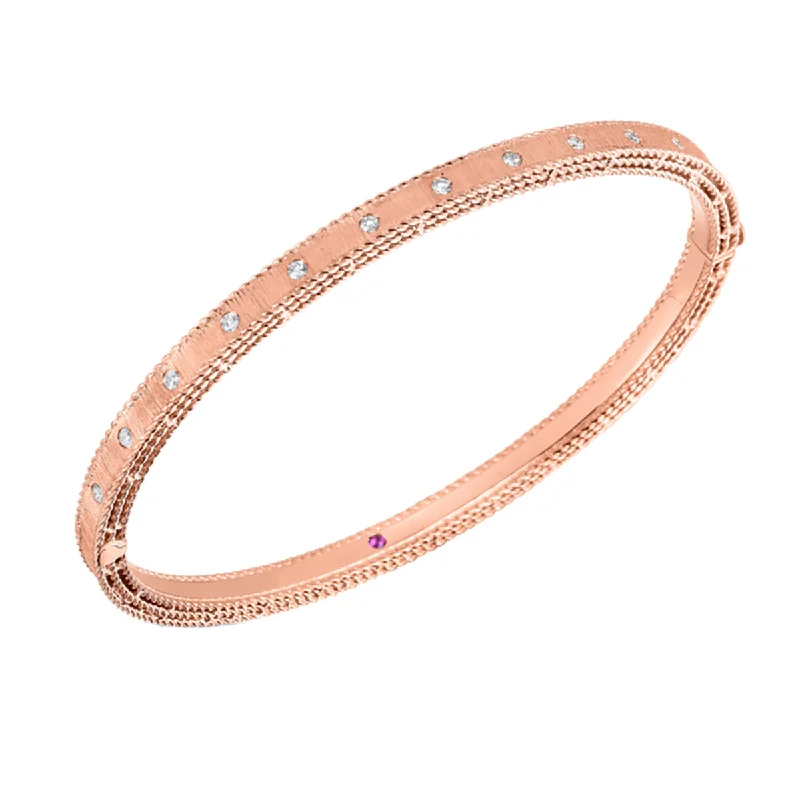 minimalist gold bracelet thin 18K Gold Princess Diamond Satin Bangle