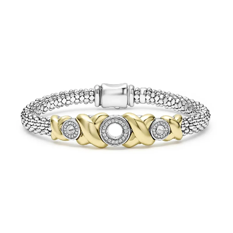 men’s rugged leather bracelet 18K Gold XO Diamond Bracelet