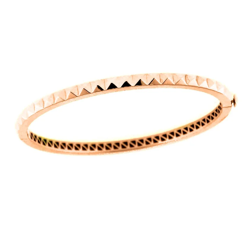 statement silver feather earrings 18K Rose Gold Obelisco Bangle Bracelet