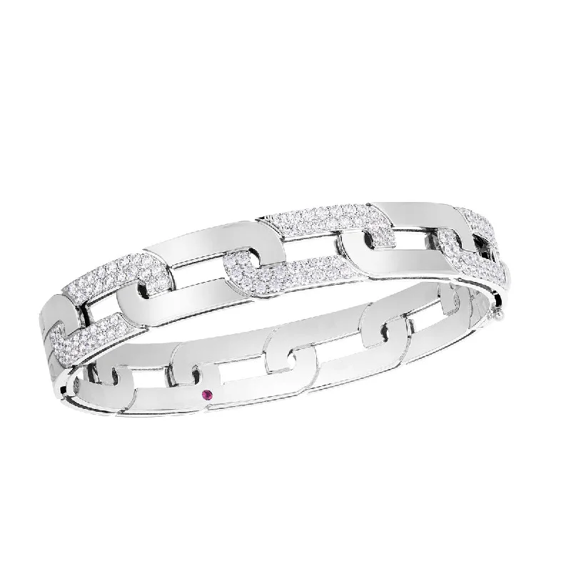 silver moon phase pendant 18K White Gold Navara Large Alternating Diamond Link Wide Bangle silver moon phase pendant 18K White Gold Navara Large Alternating Diamond Link Wide Bangle