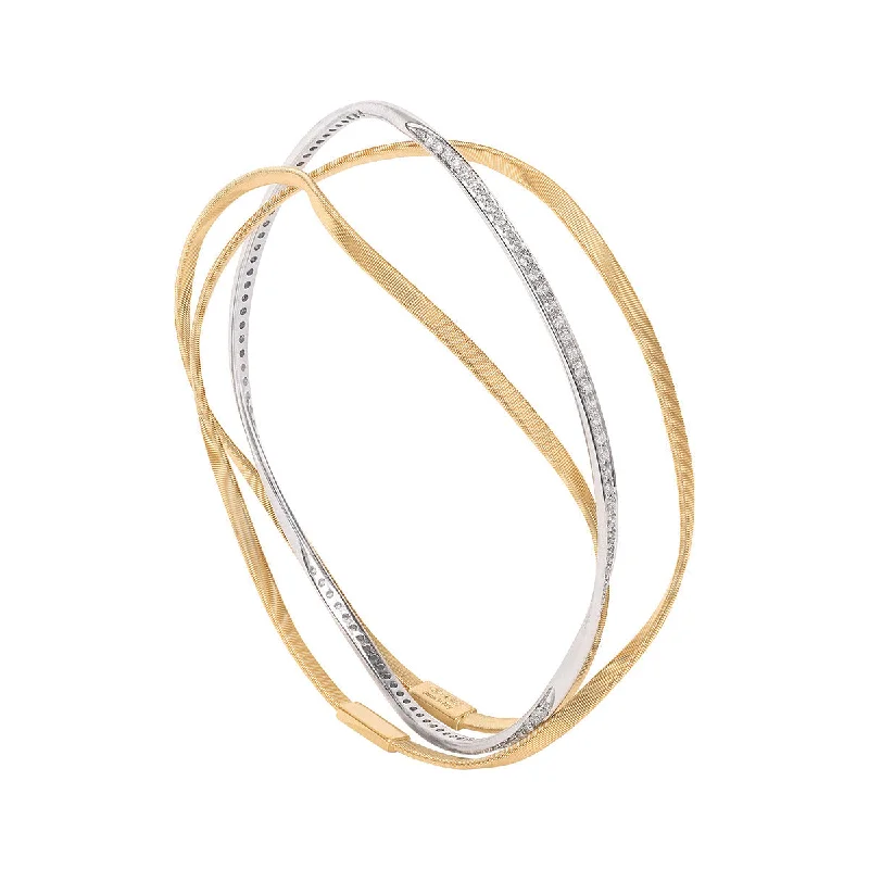 celestial zodiac sign necklace 18K Yellow and White Gold Diamond Three Strand Bangle