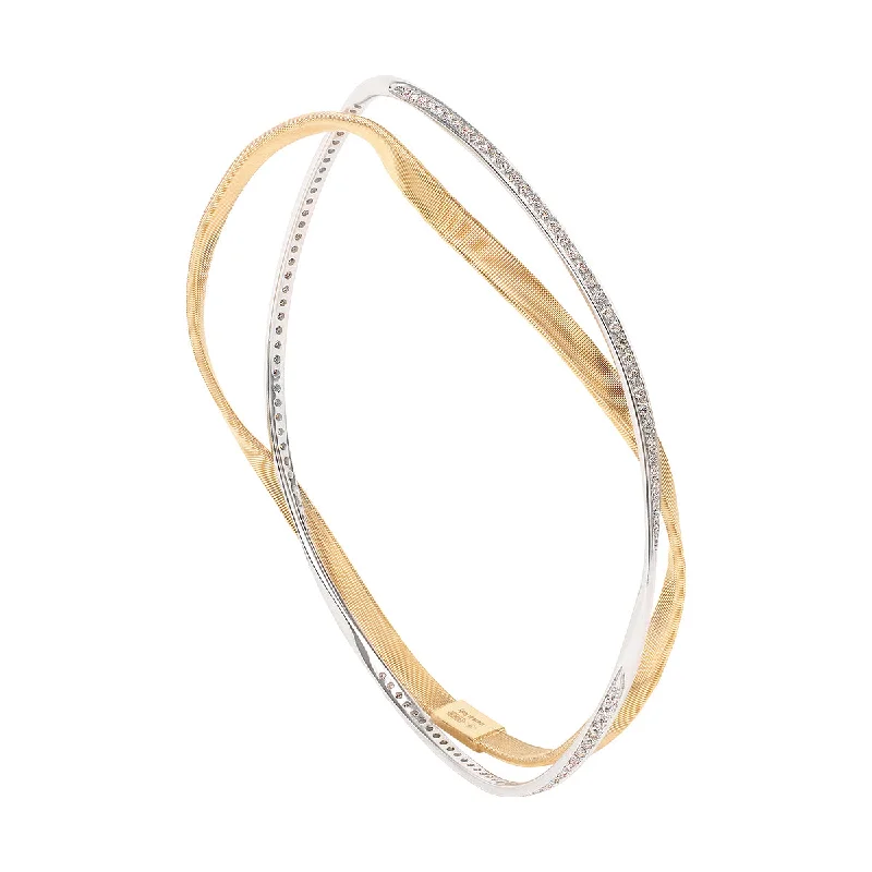 stackable gold bangle set 18K Yellow and White Gold Marrakech Diamond Bangle Set